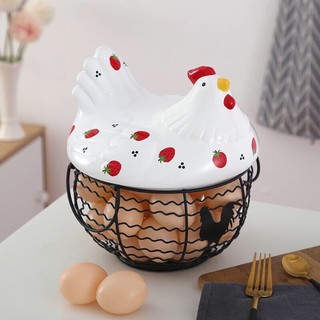 🔥พร้อมส่ง 🔥ตระกร้าใส่ไข่ทรงไก่ สไตล์วินเทจน่ารัก