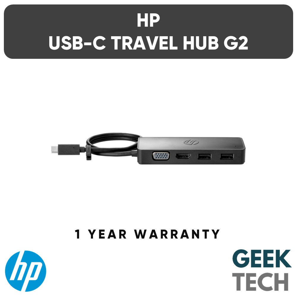 HP USB-C Travel Hub G2 (235N8AA) - พอร์ต HDMI / 1x VGA / 2x USB 3.0 / 1x USB-C