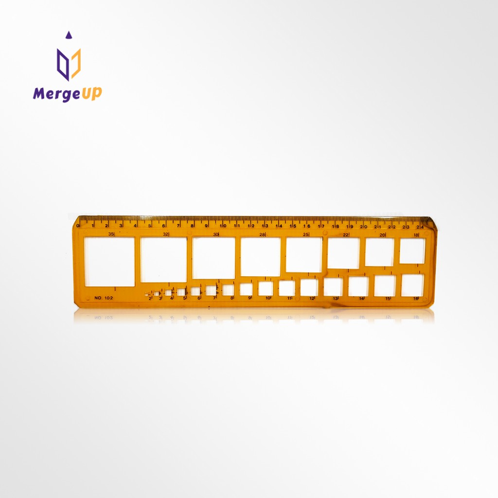 ไม้บรรทัดเทมแพลท สี่เหลี่ยม NO.102 Super Template ไม้บรรทัดแม่แบบ การออกแบบ เขียนแบบ