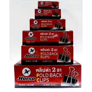 HORSE (ตราม้า) คลิปหนีบกระดาษ 12ตัว/กล่อง 19มม. NO.112 คลิปดำ ตราม้า จำนวน 1 กล่อง