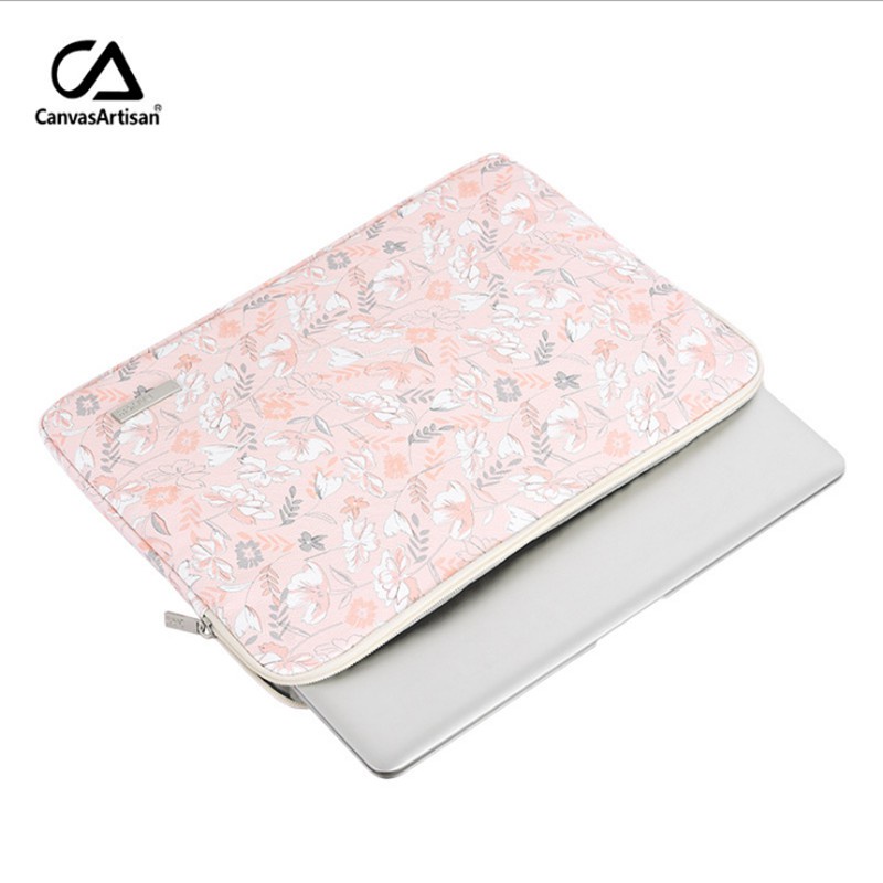 ₪CanvasArtisan Pink Floral Pattern Laptop Bag Waterproof Shockproof Leather Cover for Tablet Sleeve Case for Matebook A
