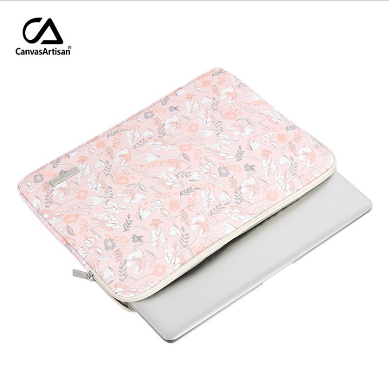 ₪CanvasArtisan Pink Floral Pattern Laptop Bag Waterproof Shockproof Leather Cover for Tablet Sleeve Case for Matebook A #8