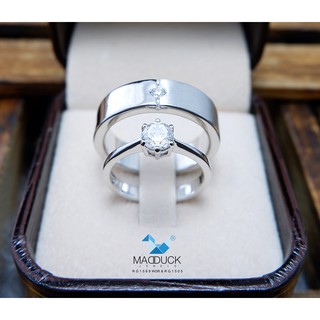 Madduckjewels แหวนเงินแท้ เพชร CZ ชุบโรเดียม RG1569WGR-RG1505