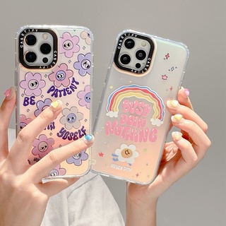 Casetify เคสโทรศัพท์มือถือ PC แข็ง ลายดอกไม้ โฮโลแกรม ไล่โทนสี สําหรับ iPhone X XS XR 11 12 13 Pro Max