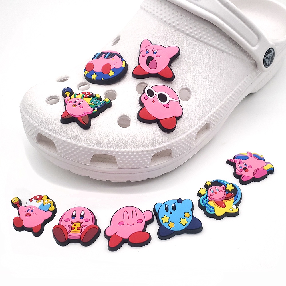 การ์ตูนอะนิเมะ Jibbitz Star Kirby Jibits Crocs Star รองเท้า Charms เกม Jibbits สําหรับผู้หญิงอุปกรณ์รองเท้าตกแต่ง