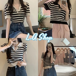 L.A Shop พร้อมส่ง เสื้อไหมพรมแขนสั้น คอปก น่ารักใส่สบายใส่ง่ายๆวันเบาๆ "2Y009" -C