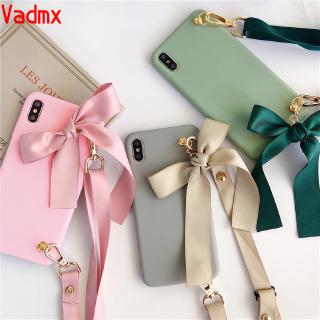 Cute Bow Tie Bag Silicon Case For Xiaomi Redmi K30 Ultra K30s 9 9A 9C Mi 10T Lite 10T Pro Poco X3 NFC 10 Ultra Lite Soft Simple Cover With Lanyard Strap Phone Case