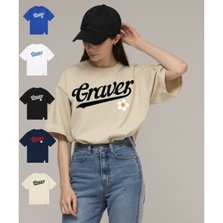 [GRAVER ] เสื้อยืดแขนสั้น พิมพ์ลายโลโก้เบสบอล UNISEX 100%