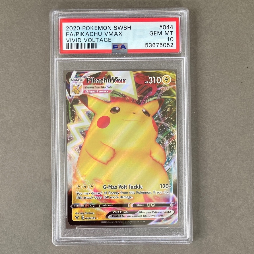 [ของแท้] Pikachu Vmax (PSA 10) Vivid Voltage 044/185 การ์ดโปเกม่อน ภาษาอังกฤษ Pokemon Trading Card Game