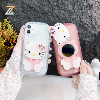 Zymello เคส OPPO A57 2022 A15 A16 A12 A5S A15S A53 4G A54 A74 5G A7 A3S A5 A93 A94 เคสซิลิโคนกระจกแต่งหน้าสีชมพูน่ารัก