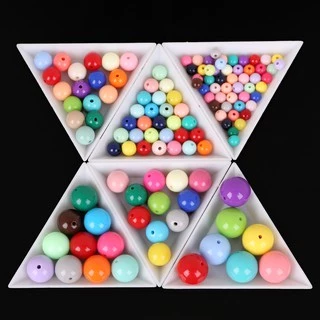 ลูกปัดอะคริลิกทรงกลมสีสันสดใส 6-8 มม. ตัวเว้นระยะ อุปกรณ์ DIY ทำสร้อยคอ สร้อยข้อมือ เครื่องประดับ