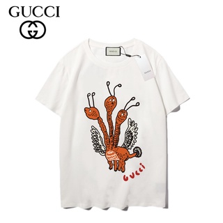 เสื้อยืดแขนสั้น ผ้าฝ้าย พิมพ์ลาย Gucc แฟชั่นสําหรับผู้ชาย และผู้หญิง