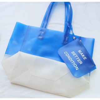 Unbrand Tote Bag size 13" x 17" พลาสติกทั้งใบ มือสอง