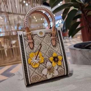 TORY BURCH T MONOGRAM BRAIDED MINI TOTE