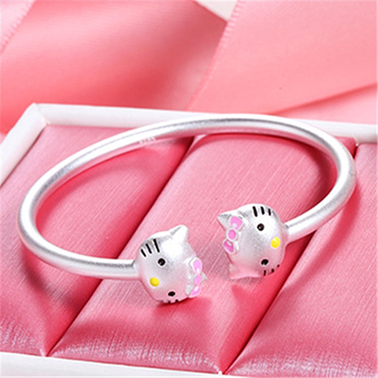เครื่องประดับเงินกําไลข้อมือสร้อยข้อมือเด็ก Hello Kitty 925
