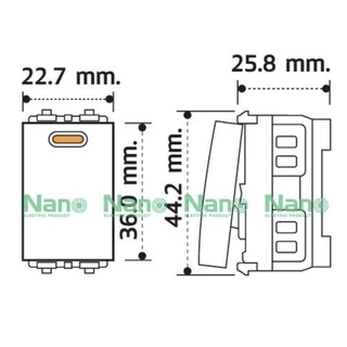 สวิตซ์ NANO 1ทาง 16A 250V, ขนาด1ช่อง (S)แบบมีไฟและไม่มีไฟใช้ได้กับยี้ห้อพานาและช้างได้ SC-SW101L,SC-SW101LB,SC-SW101