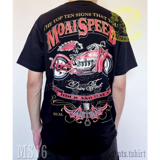 MS 16 The Topn Ten Signs  เสื้อยืด สีดำ เสื้อไบค์เกอร์ รถแข่ง Moai Speed T-Shirt ผ้าคอตตอน สกรีนลาย S M L XL XXL