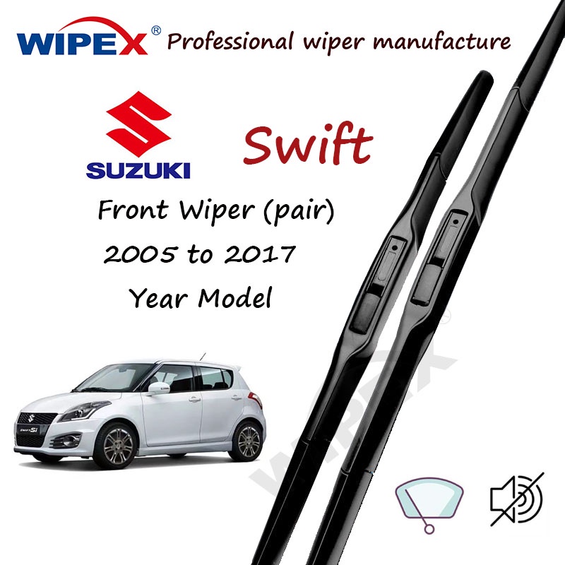 (คุณภาพ) ใบปัดน้ําฝนหน้า Suzuki Swift 18+21 ชุด/คู่ สําหรับ 2005 ถึง 2017 ปี SX4 Sport Car Window Wiper (แบบซิลิโคนไฮบริด) จาก wipex
