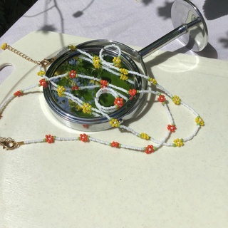 สร้อยคอลูกปัดดอกไม้ Handmade