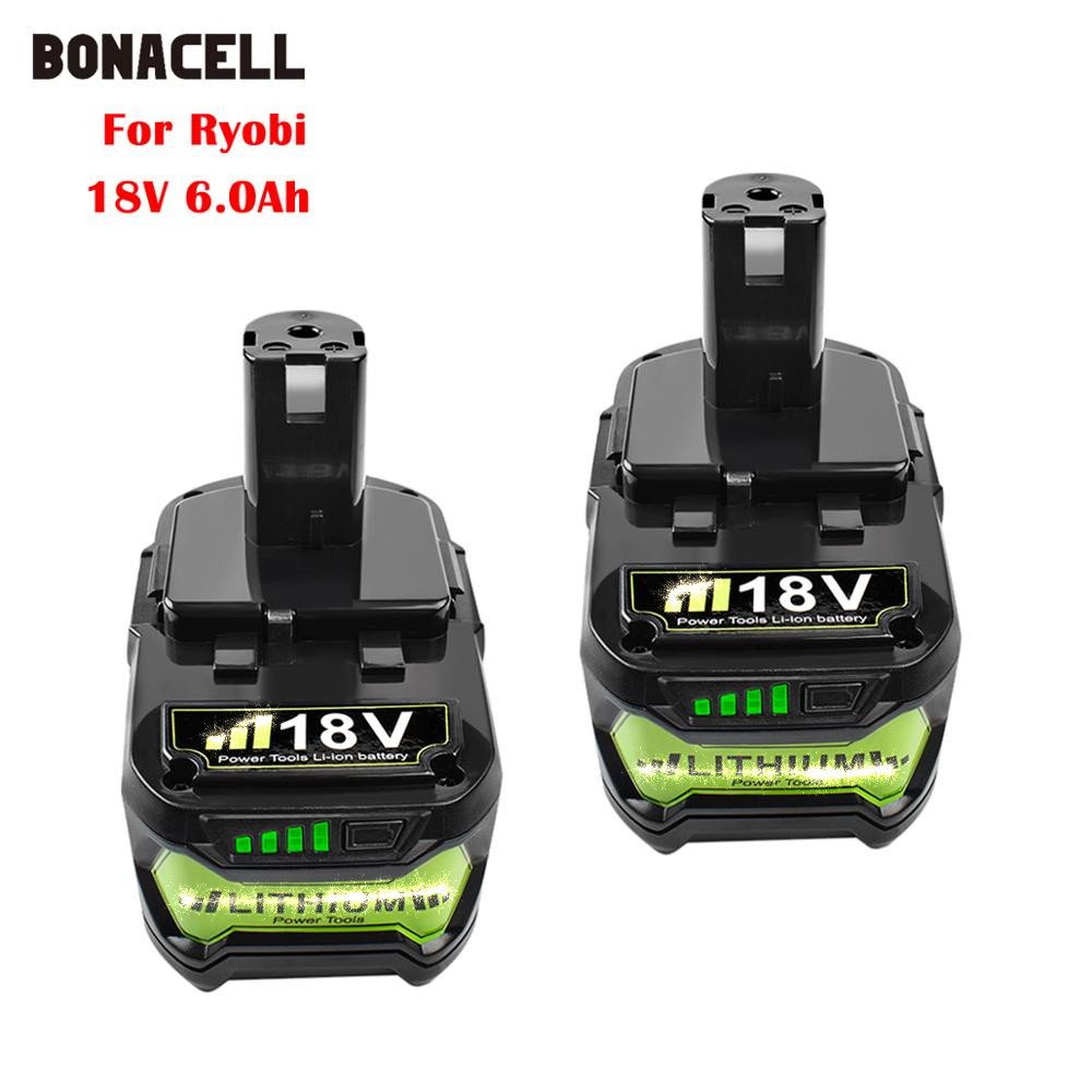 6000mAh 18V Li-Ion แบตเตอรี่สำหรับ Ryobi ONE ไร้สายเครื่องมือ BPL1820 P108 P109 P106 P105 P104 P103 RB18L50