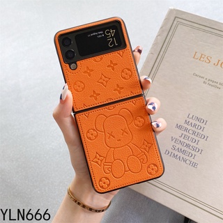 เคสโทรศัพท์มือถือหนัง PU ฝาพับ กันกระแทก ลายหมีโหด หรูหรา สําหรับ Samsung Galaxy Z Flip 5 Z Flip5 5G