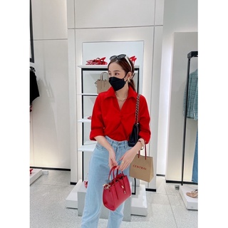 เสื้อแขนยาวคอปกแต่งมัดหน้า