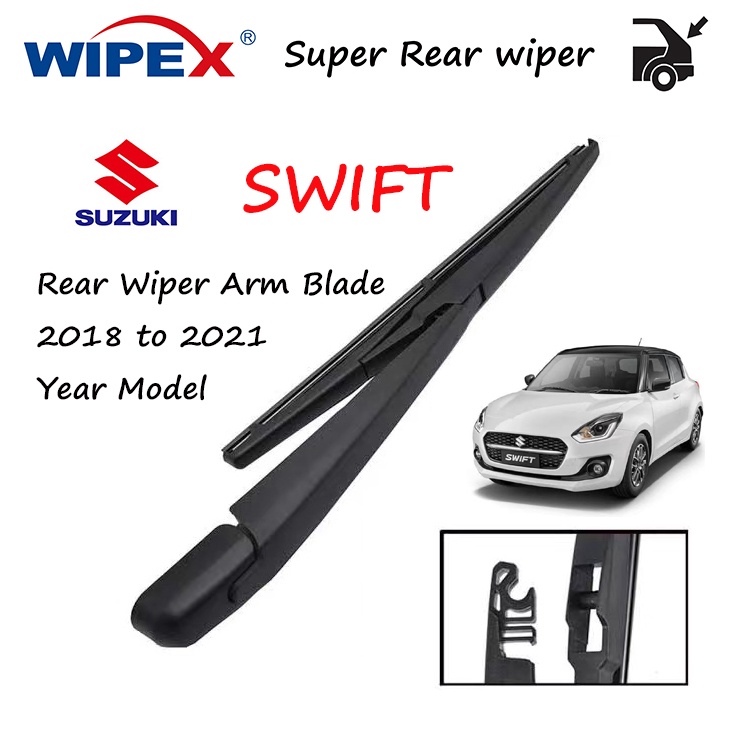 Suzuki Swift แขนปัดน้ําฝนด้านหลัง/ชุดใบมีดสําหรับ 2018 ถึง 2022 SX4 ที่ปัดน้ําฝนกระจกด้านหลังรถยนต์ (แขน/ใบมีด) จาก wipex