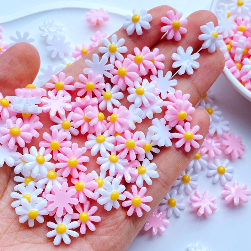50ชิ้นมินิดอกไม้สีชมพูอุปกรณ์แต่งเล็บ