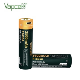 Vapcell P1835A INR18650 3500mAh 3.6V ชาร์จแบตผ่านUSB ไม่ต้องมีเครื่องชาร์จ