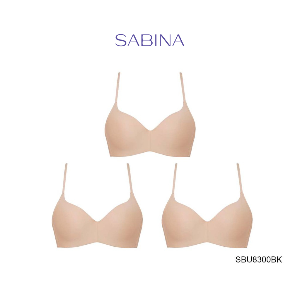 Sabina เสื้อชั้นใน Invisible Wire (Set 3 ชิ้น) (ไม่มีโครง) รุ่น Pretty Perfect รหัส SBU8300CD สีเนื้อเข้ม