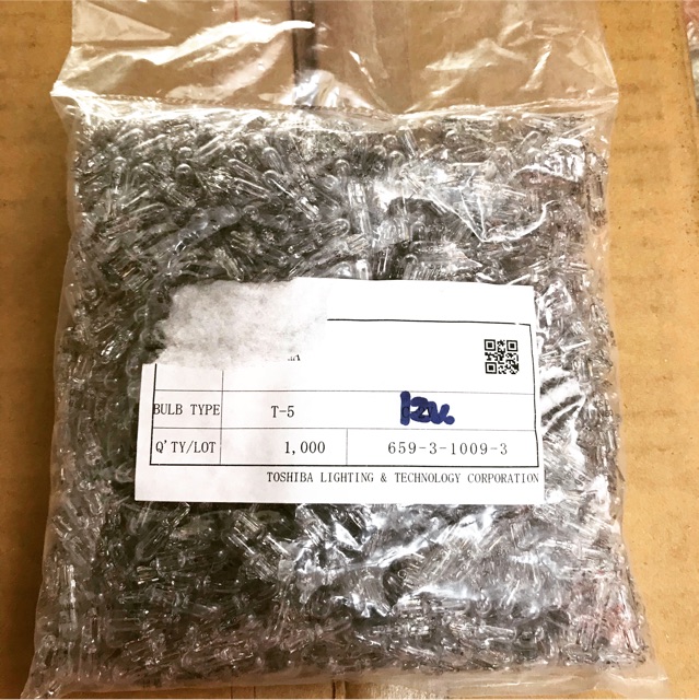 หลอดไฟไมล์รถยนต์ T5ใส Toshiba แท้ Dc 12 V , Japan , หลอดไฟหน้าปัดรถยนต์ T5 ใส Toshiba DC 12V ราคาถูก ราคาต่อหลอด