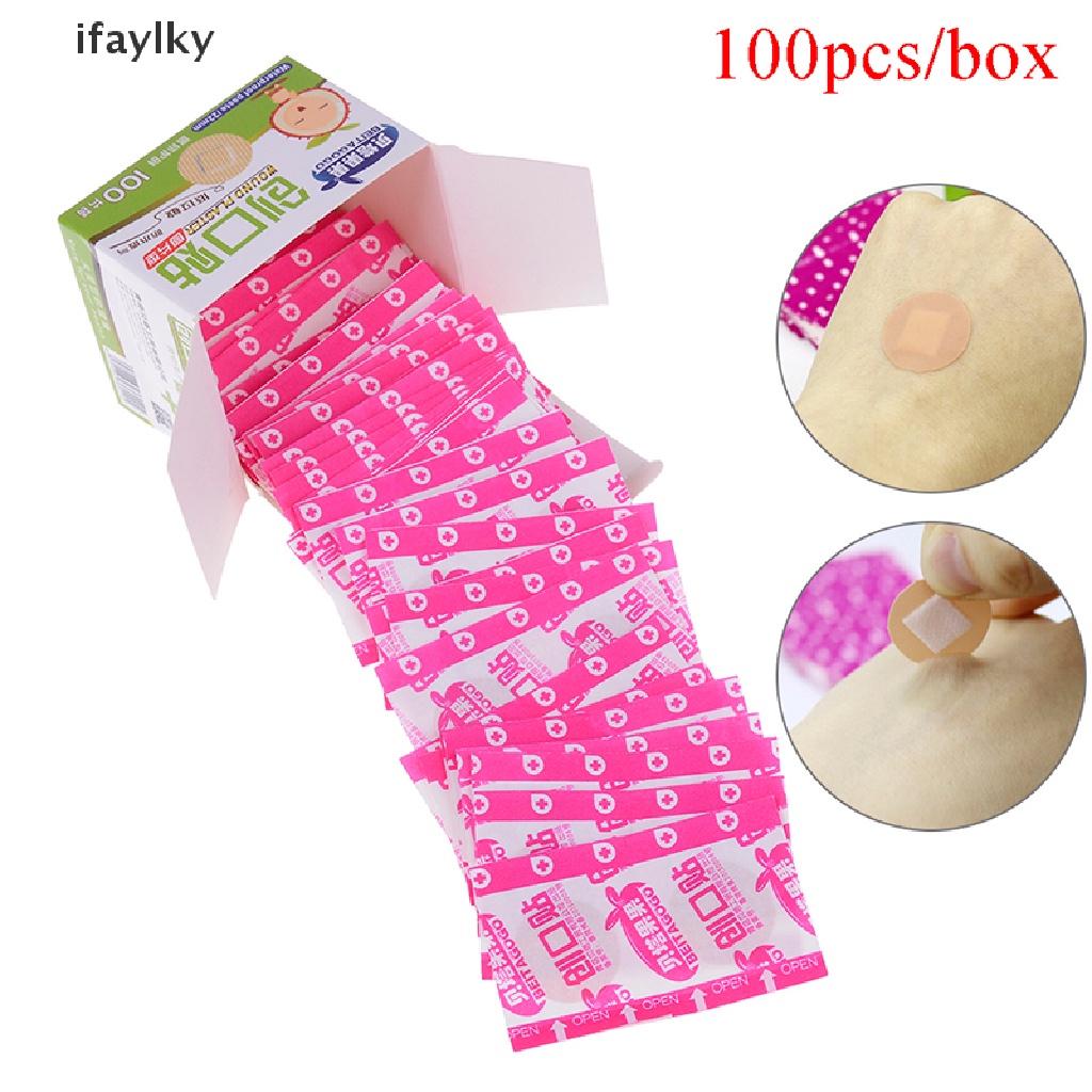 [IAY] 100 ชิ้น/กล่องรอบทิ้งทางการแพทย์กาวผ้าพันแผล Band-aid พลาสเตอร์แผล HKZ