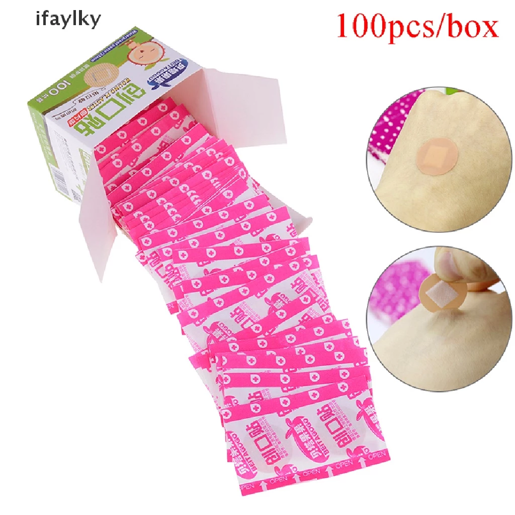 [IAY] 100 ชิ้น/กล่องรอบทิ้งทางการแพทย์กาวผ้าพันแผล Band-aid พลาสเตอร์แผล HKZ
