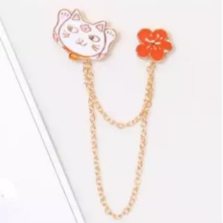 เข็มกลัด Pin ลายแมวดอกไม้ (Cat flower) สำหรับตกแต่งเครื่องประดับสวยงาม