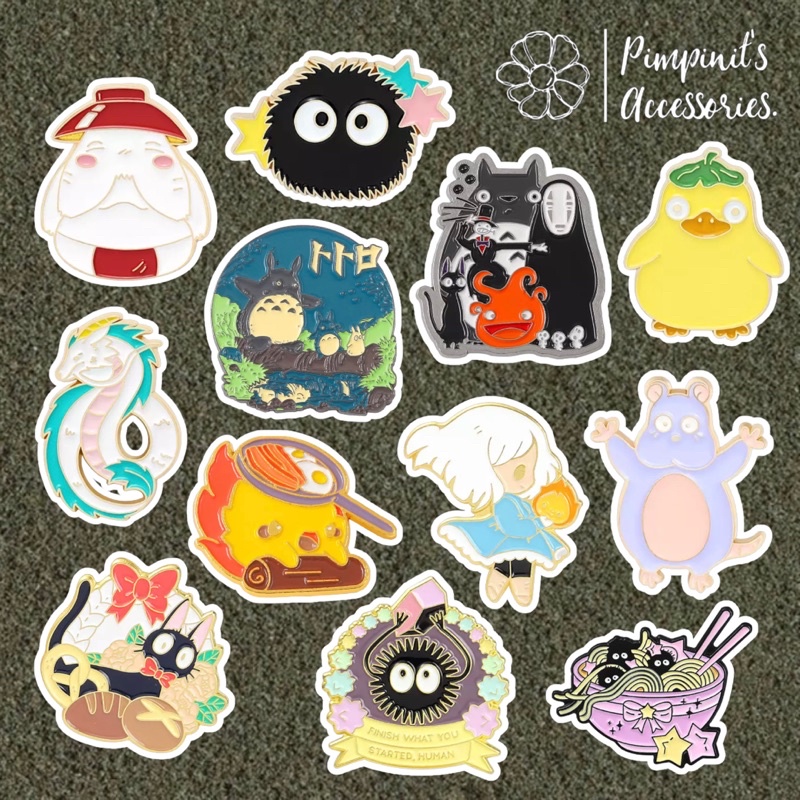 ร้านในไทยพร้อมส่ง : เข็มกลัดเซ็ทตัวละครจากจิบลิสตูดิโอ | Ghibli Studio Gang Enamel Brooch Pin Set.