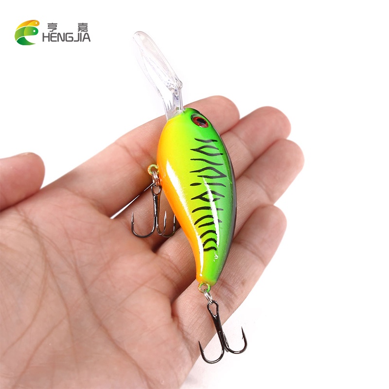 HENGJIA ตกปลาลอย Lure ดําน้ําลึกเหยื่อแข็งประดิษฐ์ 10 ซม.-14g/7.5 ซม.-11g Crankbait Wobbler ตกปลา Treble Hooks Trolling Tackle bass คอน pike