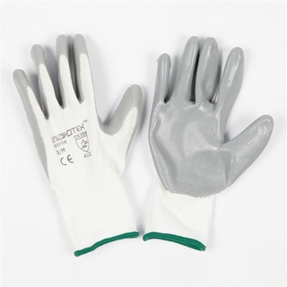 ถุงมือถักไนไตร ไซส์ M สีขาว ไมโครเท็กซ์ ถุงมือยาง Nitrile Knit Gloves Size M White Microtex