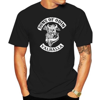 เสื้อยืดผ้าฝ้ายพรีเมี่ยม เสื้อยืดแขนยาว ผ้าฝ้าย พิมพ์ลาย Valhalla Sons Of Odin Vikings สําหรับผู้ชาย