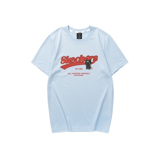 SKECHERS เสื้อยืดแขนสั้น คอกลม ผ้าถัก พิมพ์ลายมอนสเตอร์ แฟชั่นฤดูร้อน สําหรับผู้ชาย