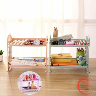 จัดระเบียนบนโต๊ะทำงาน จัดส่งคละสี ชั้นวางของพลาสติก 2 ชั้น Mini Desktop Shelf