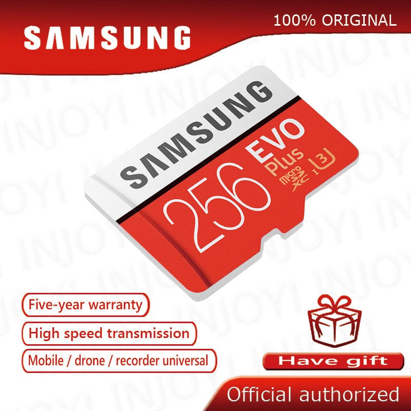 อะแดปเตอร์การ์ดหน่วยความจํา 100% SAMSUNG EVO+ Micro SD Card 128GB 16G 32GB Class10 SDHC SDXC UHS-1 256GB MicroSD TF Card 64GB 80MB/s+