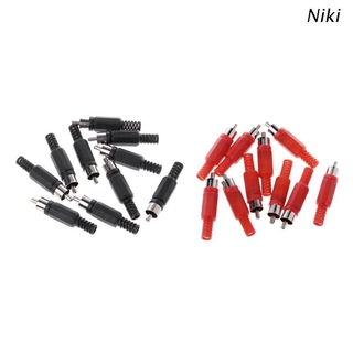 Niki อะแดปเตอร์ปลั๊กเชื่อมต่อเสียง วิดีโอ RCA ตัวผู้ สีดํา สีแดง 20 ชิ้น