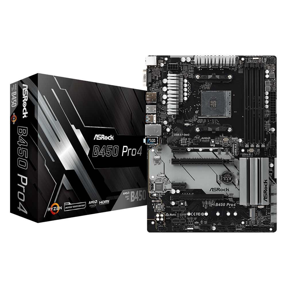 ASROCK MAINBOARD B450 PRO4 AM4 (ใช้แทน Msi B450 a pro H110 BTC+ TB 250 BTC Pro TB360 BTC PRO 2.0)