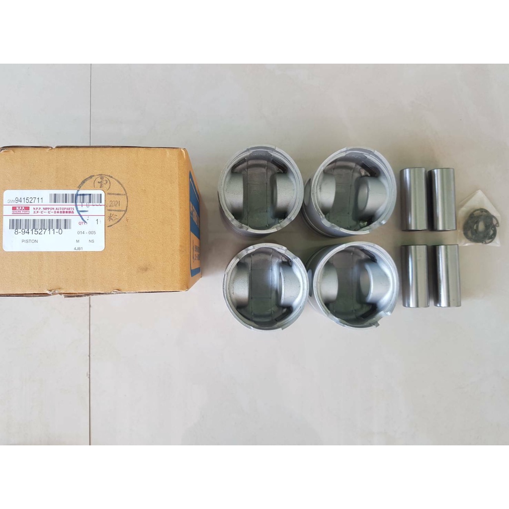 ลูกสูบ+สลัก+แหวนล็อค ISUZU NKR 88,4JB1 ร่องเหล็ก ยี่ห้อ NPP JAPAN 1ชุด(4ลูก)แถมฟรีกาวทาประเก็น เนื้อสีดำ Versachem 1หลอ