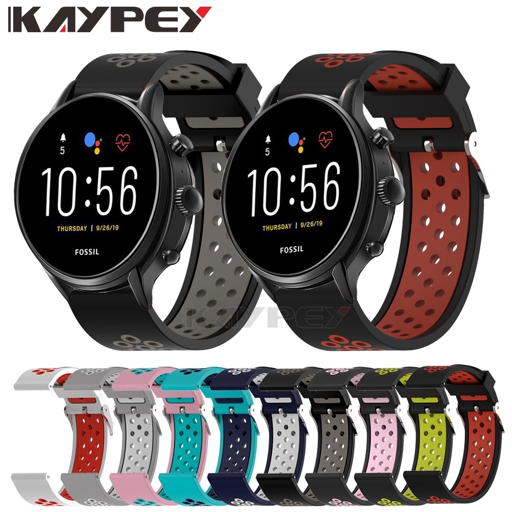 22 มม.สายนาฬิกาสําหรับ Fossil Sport 43 มม.Explorist Q HR Gen 4 5 Carlyle HR สายคล้องคอซิลิโคน