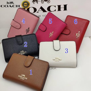 🎄พร้อมส่ง🌟Coach Wallet Women Medium Wallet Monochrome Leather ลดต่ำสุด ในสต็อก 11484