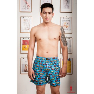 กางเกงบ๊อกเซอร์ชาย Siamboxers  ลายรถแข่ง  สีฟ้า