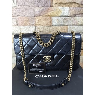 CHANEL Perfect Edge Double Flap Calfskin Large Shoulder Bag Gold hw