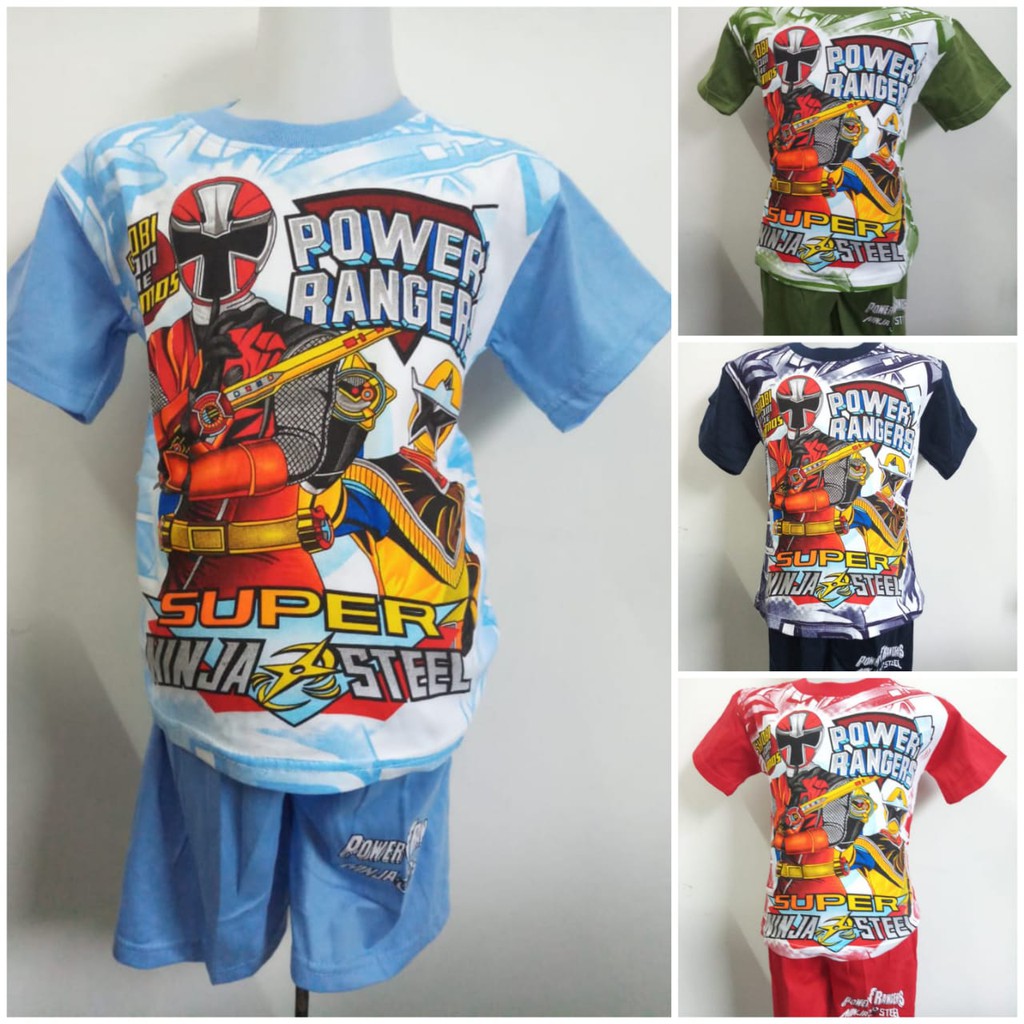 ชุดเสื้อแขนสั้น Power Rangers - เสื้อผ้าเด็กผู้ชายตัวละคร Power Rangers