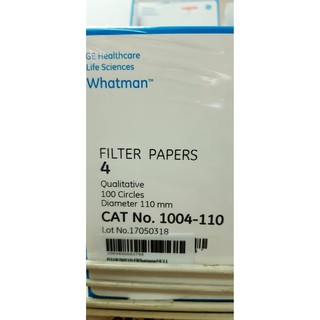 กระดาษกรอง 110 มม GE Healthcare Whatman FILTER PAPERS 4 Ashless Diameter 110 mm 100 Circles CAT No. 1004-110 วอท แมน